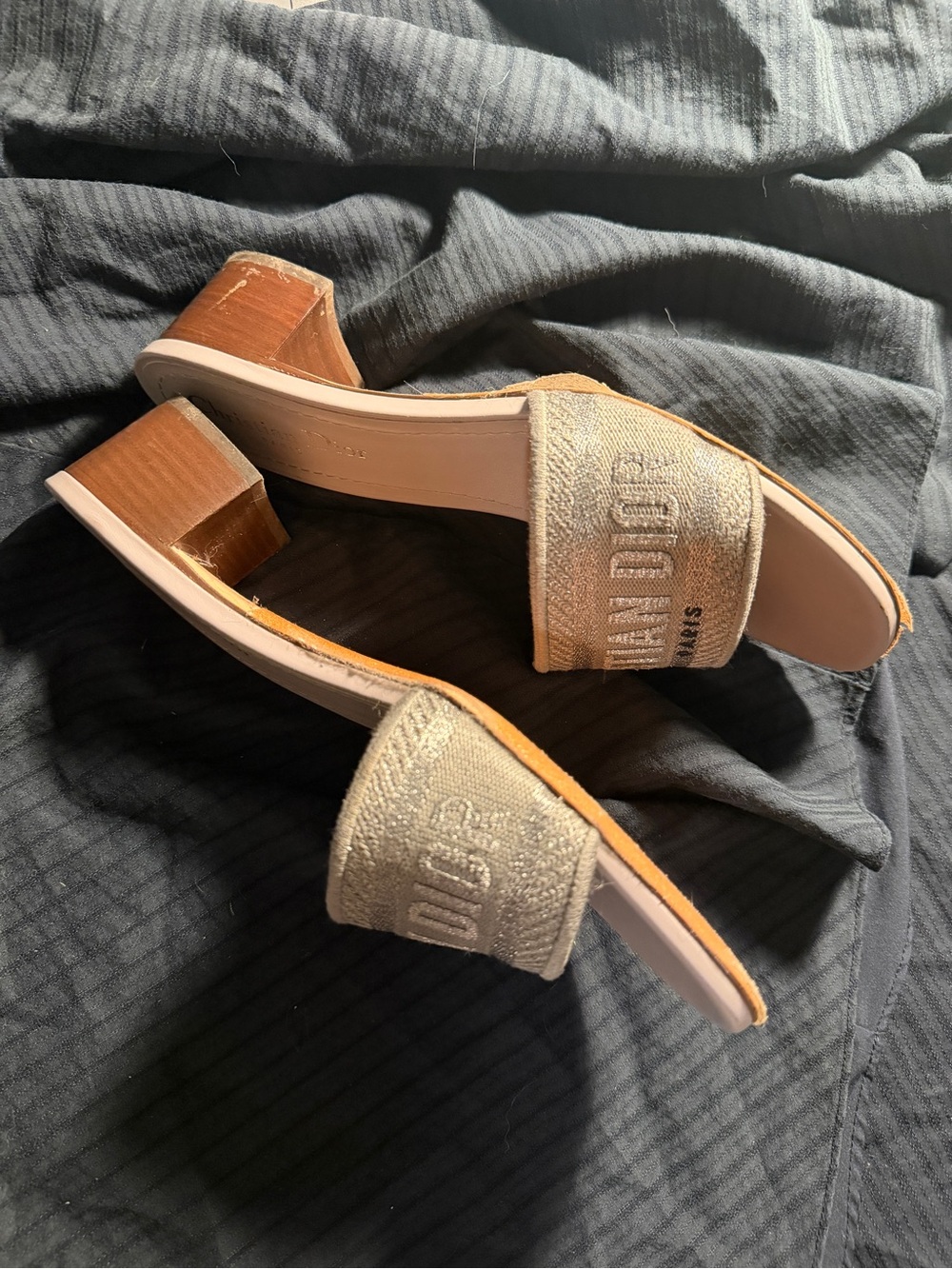 Dior Beige Embroidered Slide Mules - Picture 4 of 11